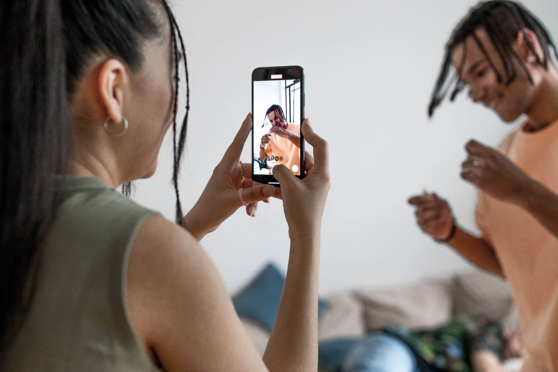 Creating social content for a small business on a phone